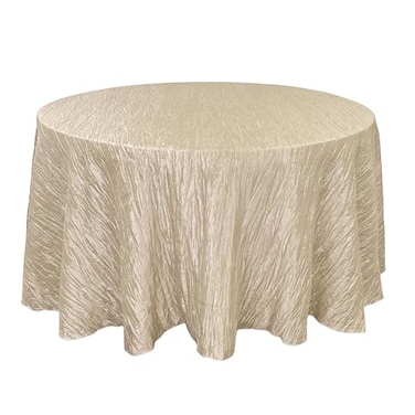 YOUR CHAIR COVERS 120 Inch Round Champagne Crinkle Taffeta Tablecloth Elegant Table Linen for Weddings Parties Special Events