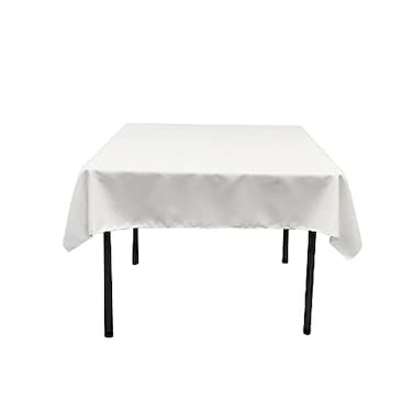LA Linen Polyester Poplin Washable Square Tablecloth Stain and Wrinkle Resistant Square Table Cover 52x52 Fabric Table Cloth Square for Dining Kitchen Party Holiday 52 by 52Inch White