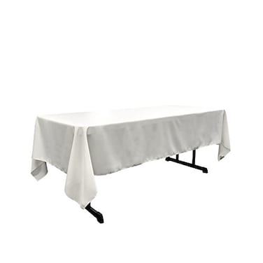 LA Linen Polyester Poplin Washable Rectangular Tablecloth Stain and Wrinkle Resistant Table Cover 60x126 Fabric Table Cloth for Dinning Kitchen Party Holiday 60 by 126Inch White