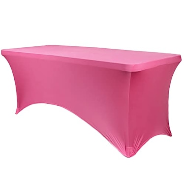 YOUR CHAIR COVERS Rectangular Spandex Table Covers 6ft Fitted Tablecloth Wedding Event Patio Decorations Elastic Fabric Stretch Tables Cover for 6 ft Folding Table Fuchsia