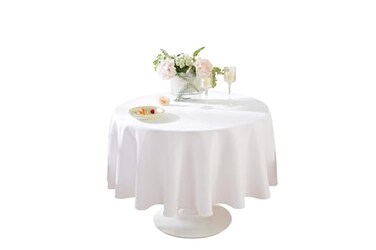 Craft And Party Round Tablecloth 70 Inch White Tablecloth Polyester Fabric Washable Table Cloth for Home Party Wedding or Restaurant Use