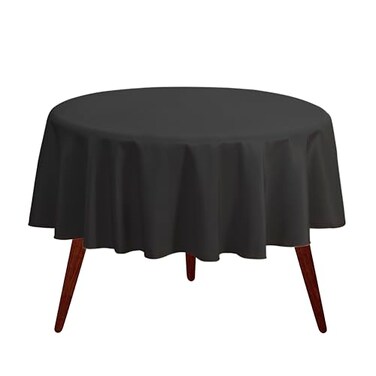 Gee Di Moda Round Tablecloth 90 Inch Black Round Table Cloth for 30 to 60 Inch Round Tables Heavy Duty Washable Fabric for Buffet Table Holiday Party Dinner Wedding Baby Shower