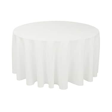 Gee Di Moda Round Tablecloth 120 Inch White Round Table Cloth for 60 to 96 Inch Round Tables Heavy Duty Washable Fabric for Buffet Table Holiday Party Dinner Wedding Baby Shower