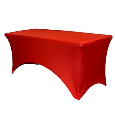 YOUR CHAIR COVERS Rectangular Spandex Table Covers 6ft Fitted Tablecloth Wedding Event Patio Decorations Elastic Fabric Stretch Tables Cover for 6 ft Folding Table Red