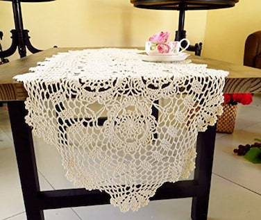 Laivigo Handmade Crochet Lace Table Cloth Doilies DoilyRectangle16 x 35 InchWhite