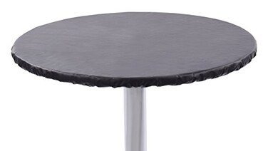 Yourtablecloth Heavy Duty Vinyl Round Fitted Tablecloth Table Cover with Flannel Backing Vibrant Colors Elasticized Tablecloth Great for Indoor and Outdoor Dining and Playing Cards 36 Black