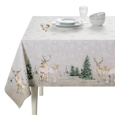 Maison d' Maison d Hermine Table Cloth Rectangle Table 100 Cotton 60 x 120 Inches Fall Tablecloth Reusable Everyday Use for Thanksgiving Christmas Decorations Dining Farmhouse Party Deer in The Woods