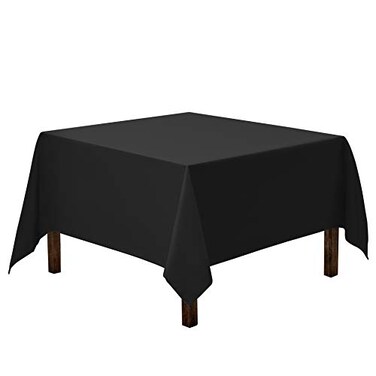 Gee Di Moda Square Tablecloth 85 x 85 Inch Black Table Cloth for Large Square or Round Tables Heavy Duty Washable Fabric for Buffet Table Holiday Party Dinner Wedding Baby Shower