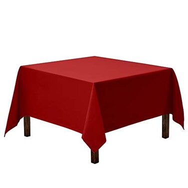Gee Di Moda Square Tablecloth 85 x 85 Inch Red Table Cloth for Large Square or Round Tables Heavy Duty Washable Fabric for Buffet Table Holiday Party Dinner Wedding Baby Shower