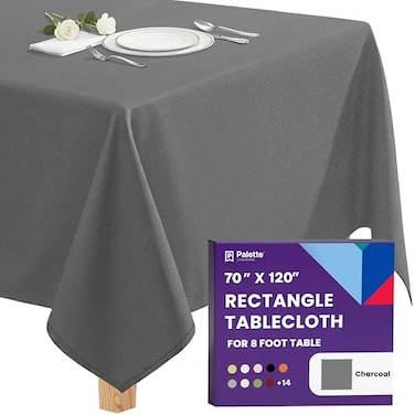 Gee Di Moda Rectangle Tablecloth 70 x 120 Inch Charcoal Table Cloth for 6 or 8 Foot Rectangle Tables Heavy Duty Washable Fabric for Holiday Party Dinner Weddings Baby Shower Events