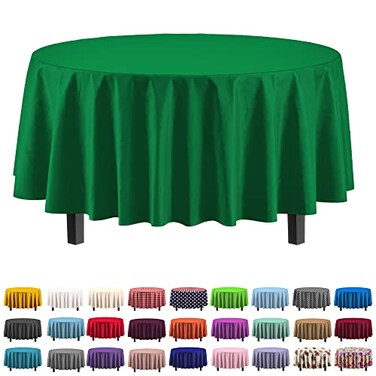 Party Solids Exquisite 6Pack Premium Plastic Tablecloth 84in Round Plastic Table Cover Emerald Green
