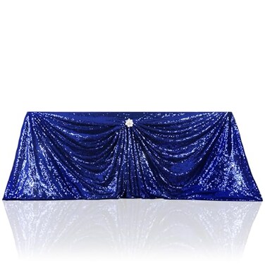 PartyDelight Sequin Tablecloth Navy Blue 90x156 Rectangle Shimmer Table Cloths Sparkle Glitter Wedding Banquet Decorations
