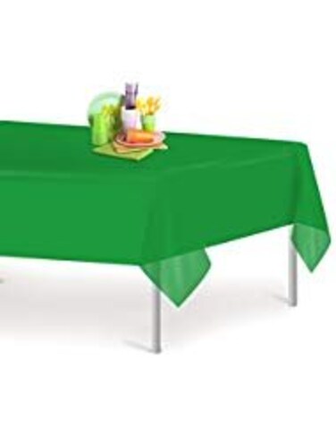 Grandipity 12 Pack Premium Disposable Plastic Tablecloth 54 Inch x 108 Inch Decorative Rectangle Table Cover Green