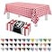 Grandipity 12 Pack Premium Disposable Plastic Picnic Tablecloth 54 Inch x 108 Inch Decorative Rectangle Table Cover Red Checkered Gingham