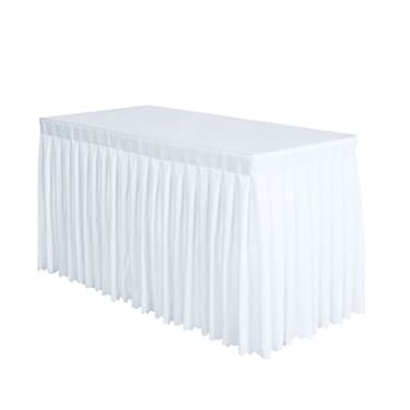 Surmente White Table Skirt for Rectangle Tables14ft Black Skirting for Teacher Desks Weddings Banquets or Parties