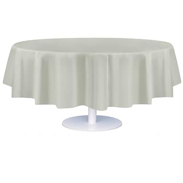 Grandipity 12 Pack Premium Disposable Plastic Tablecloth 84 Inch Decorative Round Table Cover Light Grey