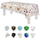 Grandipity Happy Birthday 6 Pack Premium Disposable Plastic Picnic Tablecloth 54 Inch x 108 Inch Decorative Rectangle Table Cover