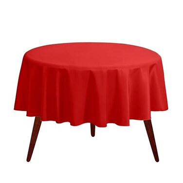 Gee Di Moda Round Tablecloth 132 Inch Red Round Table Cloth for 72 to 96 Inch Round Tables Heavy Duty Washable Fabric for Buffet Table Holiday Party Dinner Wedding Baby Shower