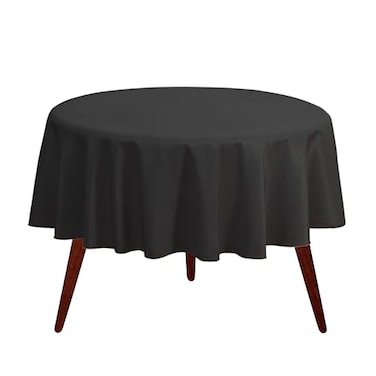 Gee Di Moda Round Tablecloth 132 Inch Black Round Table Cloth for 72 to 96 Inch Round Tables Heavy Duty Washable Fabric for Buffet Table Holiday Party Dinner Wedding Baby Shower