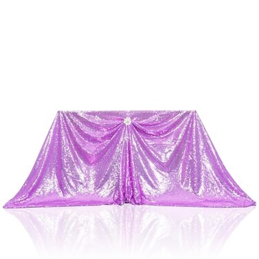 PartyDelight Lavender Sequin Tablecloth Rectangle 60x102 Overlay Light Purple Table Cloths Sparkle Glitter Decorations