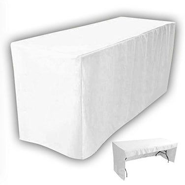 4Less Aeiniwer 6 Fitted Tablecloth Table Cover Trade Show Event Open Back Side 3 Sided White