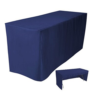 4Less 6 Fitted Tablecloth Table Cover Trade Show Event Open Back Side 3 Sided Navy Blue