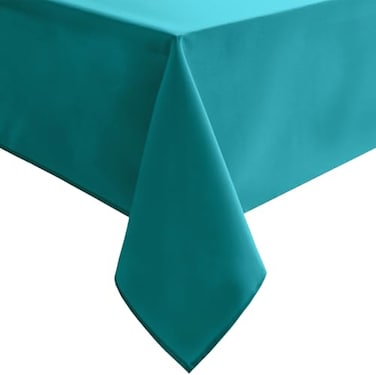Hiasan Rectangle Tablecloth Water Resistant and Spillproof Kitchen Washable Polyester Fabric Table Cloth for 6 Foot Tables 54 x 120 Inch Turquoise