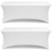White Classic Stretch Spandex Table Covers 6FT Pack of 2 Fitted Tablecloths for Rectangle Tables Stretchy Wrinkle Resistant Folding Table Cover White
