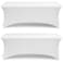 White Classic Stretch Spandex Table Covers 6FT Pack of 2 Fitted Tablecloths for Rectangle Tables Stretchy Wrinkle Resistant Folding Table Cover White