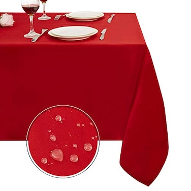 Obstal 210GSM Rectangle Red Tablecloth Christmas Decorations Table Cloth Waterproof Table Cover Protector for Holiday Party Use Rio Red60 x 120 Inch