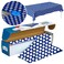 Clearly Elegant Polka Dot Plastic Tablecloth Roll Durable Plastic Table Cover Roll IndoorOutdoor 52 Inch X 100 Feet Water Resistant Tablecover Disposable Table Cloth with Easy to Use Safe Cutter Blue