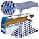 Clearly Elegant Polka Dot Plastic Tablecloth Roll Durable Plastic Table Cover Roll IndoorOutdoor 52 Inch X 100 Feet Water Resistant Tablecover Disposable Table Cloth with Easy to Use Safe Cutter Blue