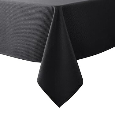 Biscaynebay Textured Fabric Tablecloths 60x84 Rectangular Black Water Resistant Spill Proof Tablecloths for Dining Kitchen Wedding and Parties Machine Washable