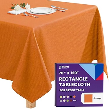 Gee Di Moda Rectangle Tablecloth 70 x 120 Inch Orange Table Cloth for 6 or 8 Foot Rectangle Tables Heavy Duty Washable Fabric for Holiday Party Dinner Weddings Baby Shower Events