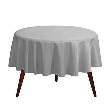 Gee Di Moda Round Tablecloth 70 Inch Silver Round Table Cloth for 24 to 48 Inch Round Tables Heavy Duty Washable Fabric for Buffet Table Holiday Party Dinner Wedding Baby Shower