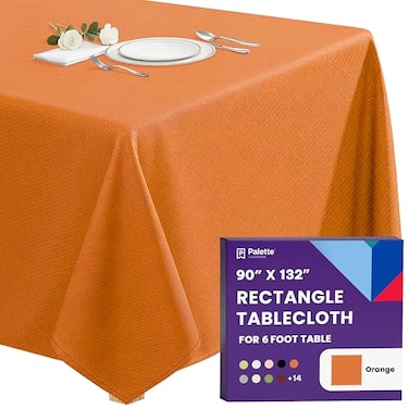 Gee Di Moda Rectangle Tablecloth 90 x 132 Inch Orange Table Cloth for 6 Foot Tables with FloorLength Drop Heavy Duty Washable Fabric for Holiday Party Dinner Weddings Baby Shower