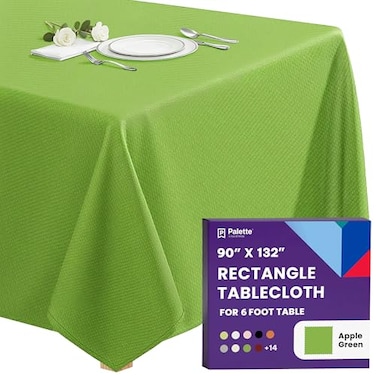 Gee Di Moda Rectangle Tablecloth 90 x 132 Inch Apple Green Table Cloth for 6 Foot Tables with FloorLength Drop Heavy Duty Washable Fabric for Holiday Party Dinner Weddings Baby Shower