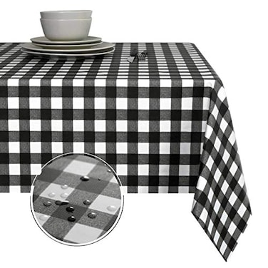 Obstal 100 Waterproof PVC Table Cloth OilProof SpillProof Vinyl Rectangle Tablecloth Wipeable Table Cover for Outdoor and Indoor UseBlack54 x 54 Inch