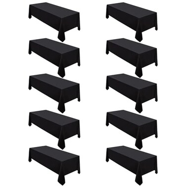Surmente 10 Pack Black Tablecloth 60 x 102inch Rectangular Polyester Table Cloth for Weddings Banquets or Restaurants