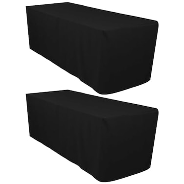 Surmente 2 Pack Black Fitted Tablecloths for 6 Foot Rectangle Tables Black Table Covers for Weddings Banquets or Restaurants