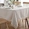 AMZALI Washable Cotton Linen Tablecloths Fabric Tassel Tablecloth DustProof Table Cover for Kitchen Dinning Tabletop Home Decoration Everyday Use Square 55 x 55 Inch Linen