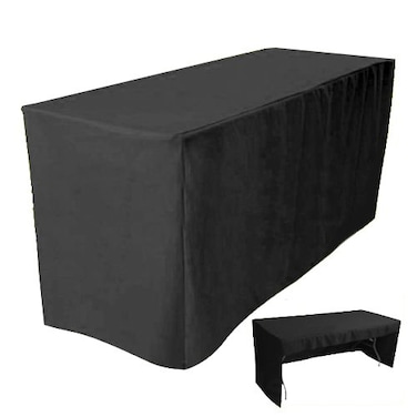 4Less 4 Fitted Tablecloth Table Cover Trade Show Event Open Back Side 3 Sided Black