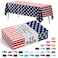 Exquisite 4th of July Tablecloths 12 Pack 54 x 108 Inch Disposable Patriotic Tablecloths Red White and Blue Rectangle Plastic Waterproof Table Covers for Fourth of July Indoor Outdoor Party Decoration