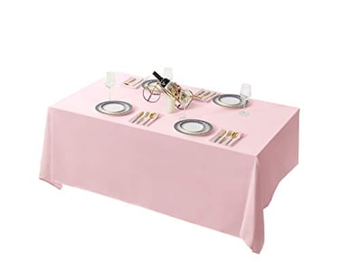 Surmente Pink Tablecloth 90 x 132inch Rectangular Polyester Table Cloth for Weddings Banquets or Restaurants
