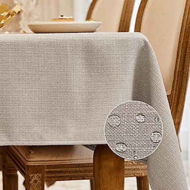 BALCONY &amp; BALCONY FALCON Rectangle Tablecloth Washable Wrinkle Resistant and Water Proof Table Cloth Decorative Linen Fabric Tablecloths for Dining Parties Kitchen Wedding and Outdoor Use Beige 57x118