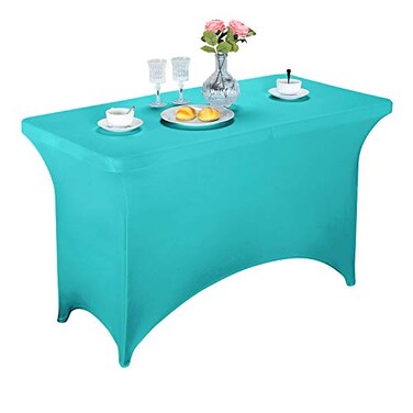 LZY Spandex Fitted Stretch Table Cover for 4ft or 6ft or 8ft Folding Table Rectangular Cocktail Tablecloth Perfect for Party or Banquet