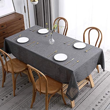 maxmill Flaxy Faux Linen Table Cloth with 2Tone Slubby Texture Wrinkle Resistant AntiShrink Soft Tablecloth for Kitchen Dining Tabletop for Buffet Banquet Parties Rectangle 52 x 70 Inch Charcoa