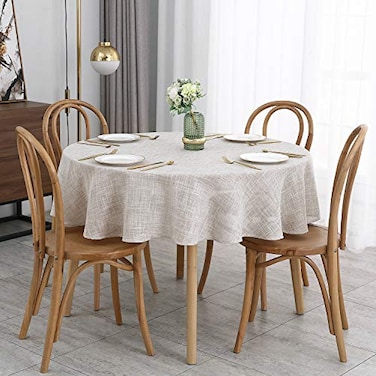 maxmill Flaxy Faux Linen Tablecloth with 2Tone Slubby Texture Wrinkle Resistant AntiShrink Soft Table Cloth for Kitchen Dining Restaurant Tabletop for Event Holiday Dinner Round 70 Inch Linen