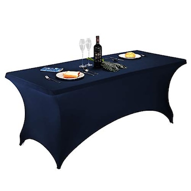 LZY Spandex Fitted Stretch Table Cover for 6 ft or 4ft or 8ft Folding Table Rectangular Cocktail Tablecloth Perfect for Party or Banquet