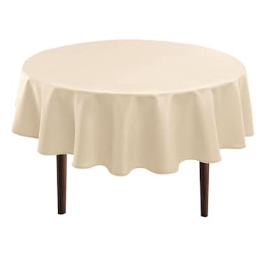 Hiasan Round Tablecloth 60 Inch Waterproof Stain Resistant Spillproof Polyester Fabric Table Cloth for Dining Room Kitchen Party Beige
